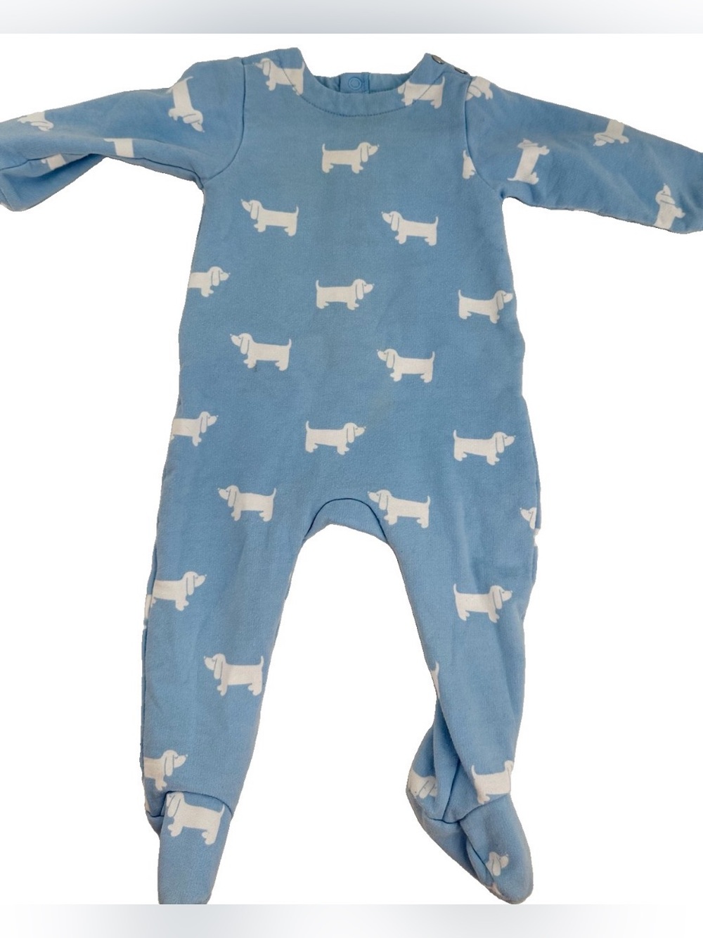 Jacadi Paris Baby 6M Blue Dachshund Dog Print Footed Sleeper Playsuit